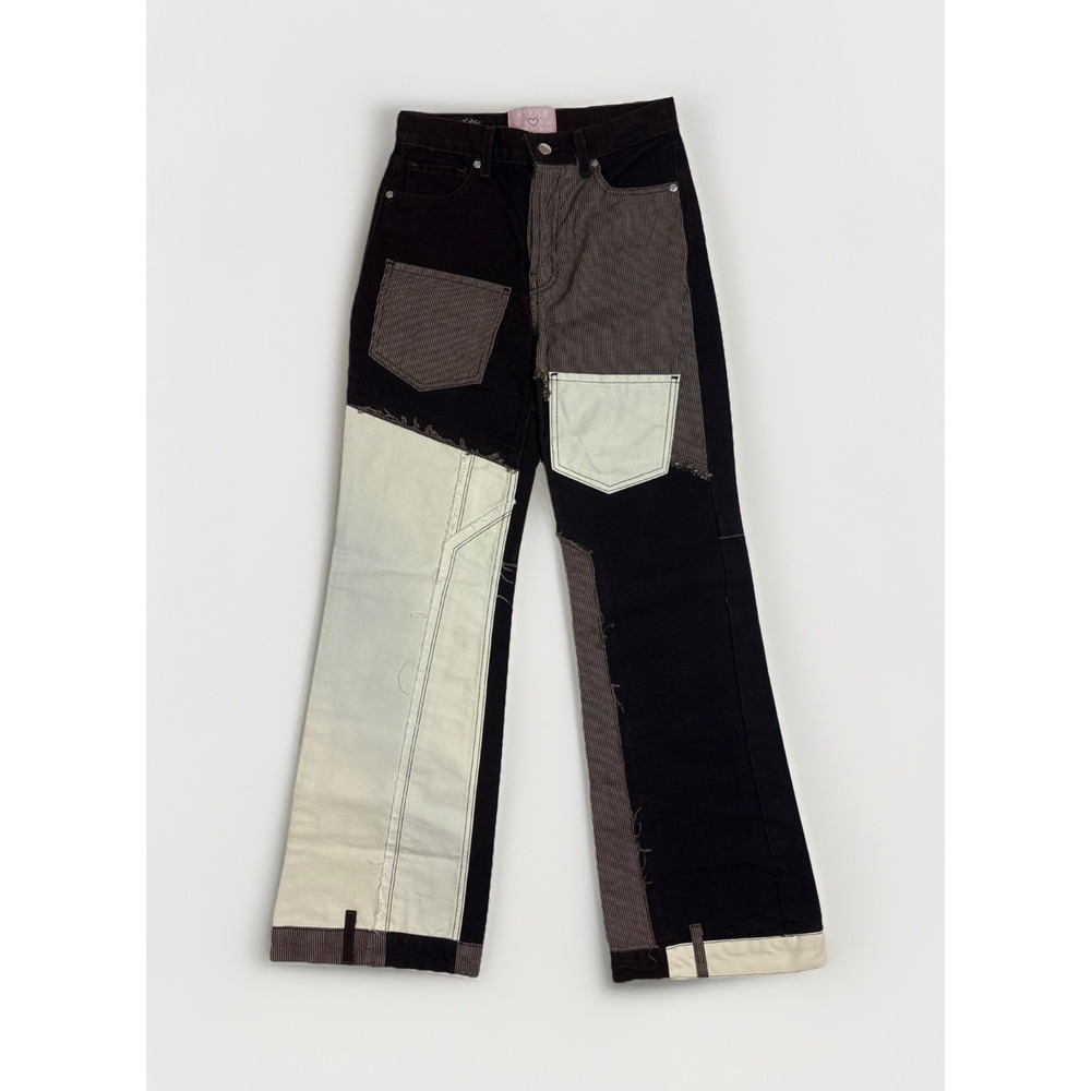 REVICE Y2K Denim Jeans Matchmaker High Rise Patchwork Coffee Shop Brown Size 25